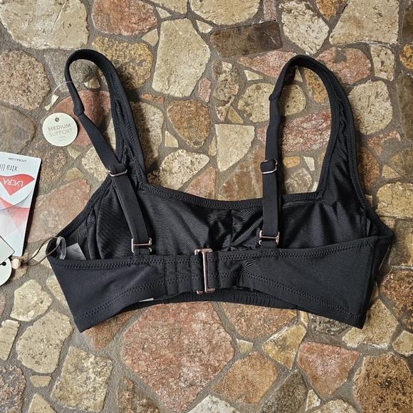 CALIA Square Neck Bikini Top Pure Black Medium Support Built-in Underwire XS - Picture 2 of 12